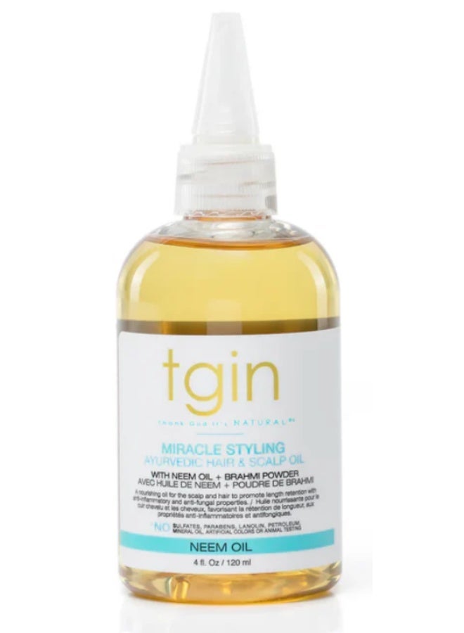 تجين زيت الشعر وفروة الرأس الأيورفيدي من ميراكل ستايلينج مع زيت النيم ومسحوق البراهمي 120 مل - Image 1